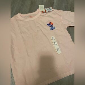 NWT Cat & Jack Light Pink Tee with Sunset Palm Design Size S (6/7)